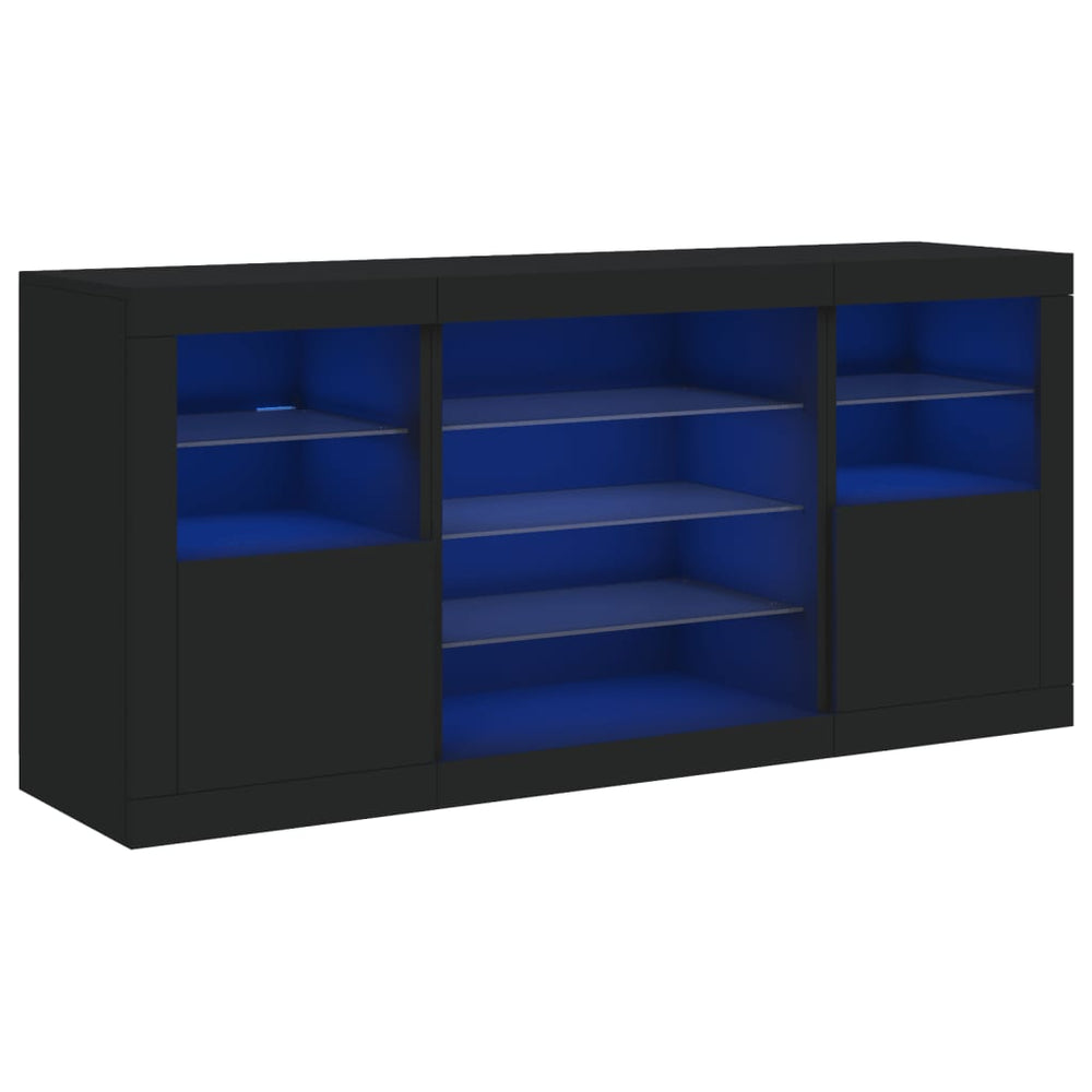 Sideboard mit LED Schwarz 142,5 cm