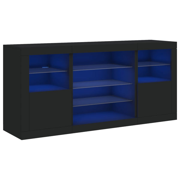 Sideboard mit LED Schwarz 142,5 cm