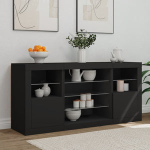 Sideboard mit LED Schwarz 142,5 cm