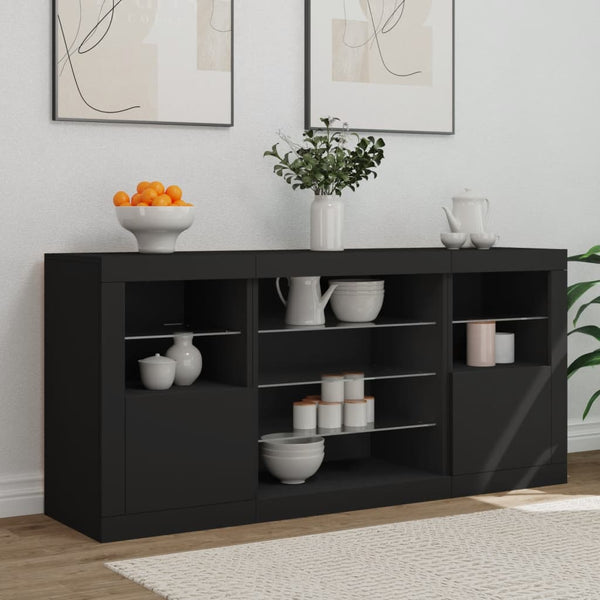 Sideboard mit LED Schwarz 142,5 cm