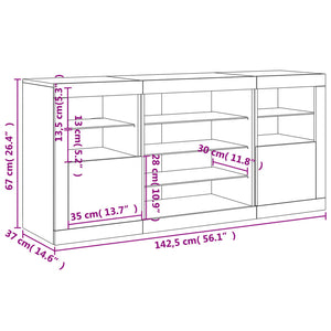 Sideboard mit LED Schwarz 142,5 cm
