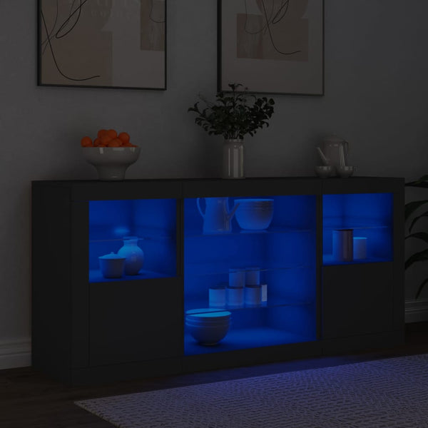 Sideboard mit LED Schwarz 142,5 cm