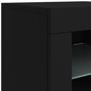 Sideboard mit LED Schwarz 142,5 cm