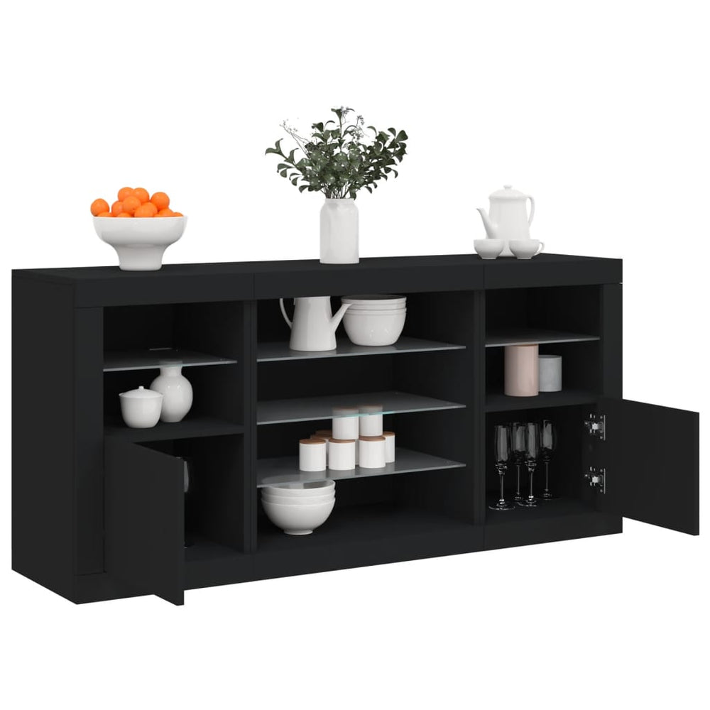 Sideboard mit LED Schwarz 142,5 cm