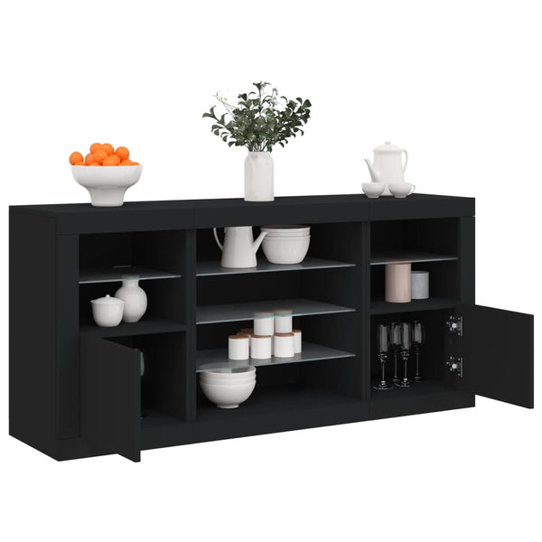 Sideboard mit LED Schwarz 142,5 cm
