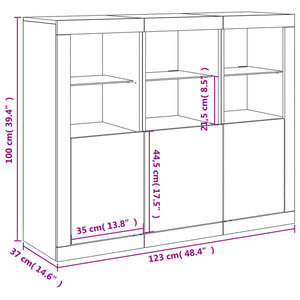 Sideboards mit LED-Leuchten, 3er-Set, Weiß