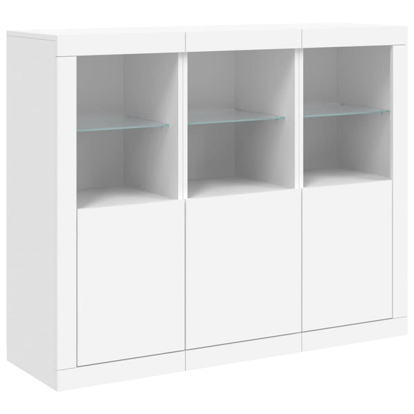 Sideboards mit LED-Leuchten, 3er-Set, Weiß