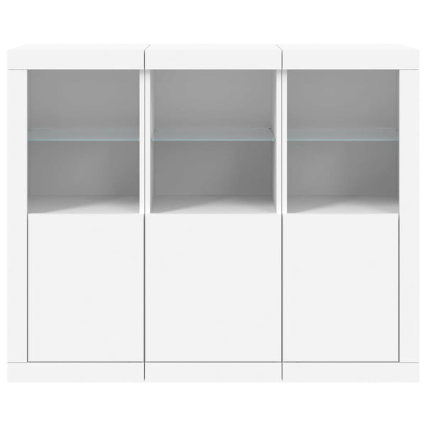 Sideboards mit LED-Leuchten, 3er-Set, Weiß