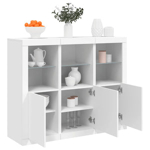 Sideboards mit LED-Leuchten, 3er-Set, Weiß