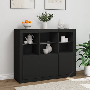 Sideboards mit LED-Leuchten, 3er Set, Schwarz