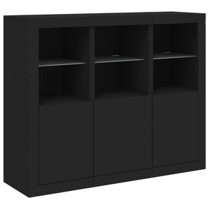 Sideboards mit LED-Leuchten, 3er Set, Schwarz