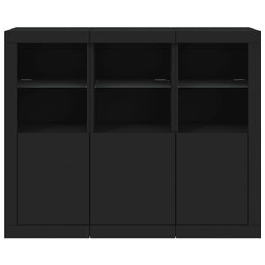 Sideboards mit LED-Leuchten, 3er Set, Schwarz