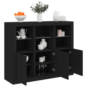 Sideboards mit LED-Leuchten, 3er Set, Schwarz
