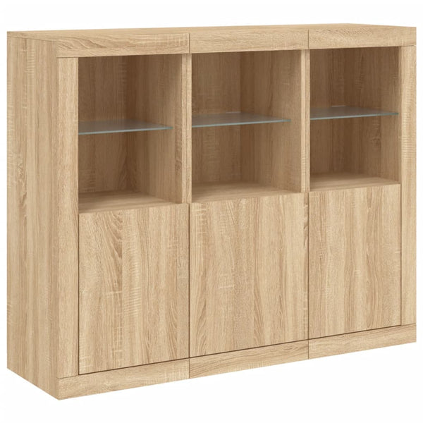 Sideboards mit LED Sonoma-Eiche 3er Set