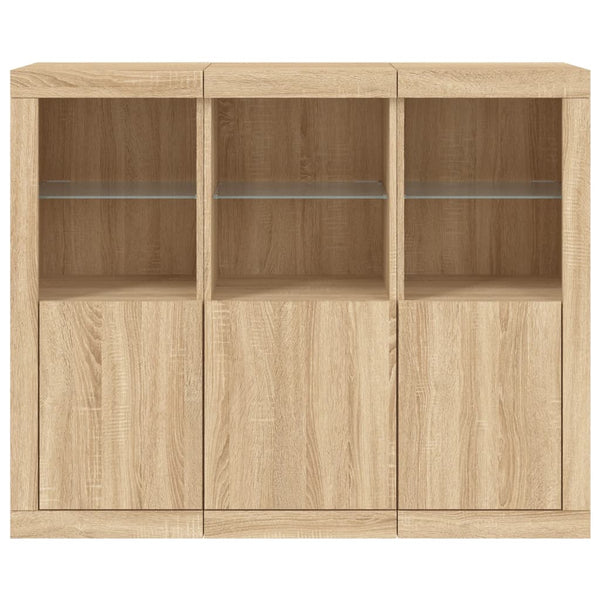 Sideboards mit LED Sonoma-Eiche 3er Set
