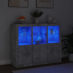 Sideboards mit LED-Leuchten, 3er-Set, Betongrau