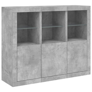 Sideboards mit LED-Leuchten, 3er-Set, Betongrau