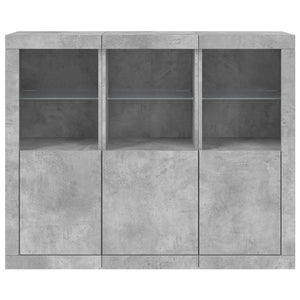 Sideboards mit LED-Leuchten, 3er-Set, Betongrau