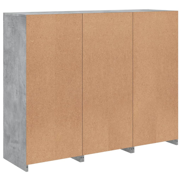 Sideboards mit LED-Leuchten, 3er-Set, Betongrau