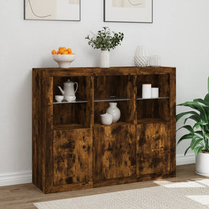 Sideboards mit LED Räuchereiche 3er Set