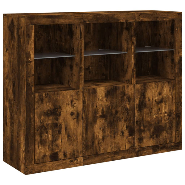 Sideboards mit LED Räuchereiche 3er Set