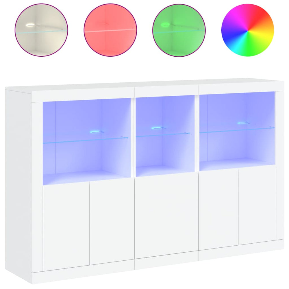 Sideboard Weiß mit LED-Leuchten 162 cm