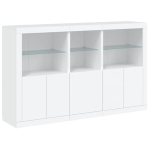 Sideboard Weiß mit LED-Leuchten 162 cm