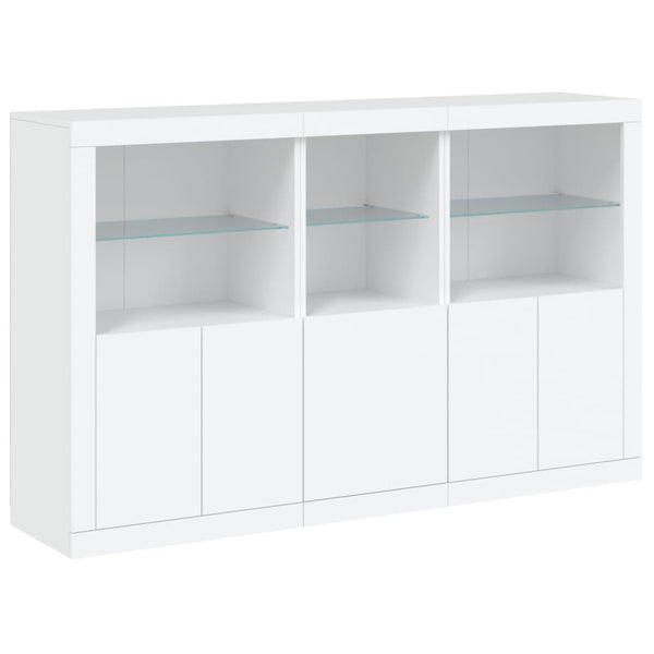 Sideboard Weiß mit LED-Leuchten 162 cm