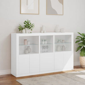 Sideboard Weiß mit LED-Leuchten 162 cm
