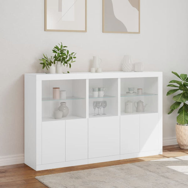 Sideboard Weiß mit LED-Leuchten 162 cm
