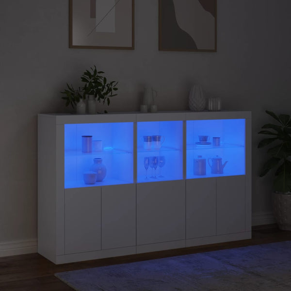 Sideboard Weiß mit LED-Leuchten 162 cm