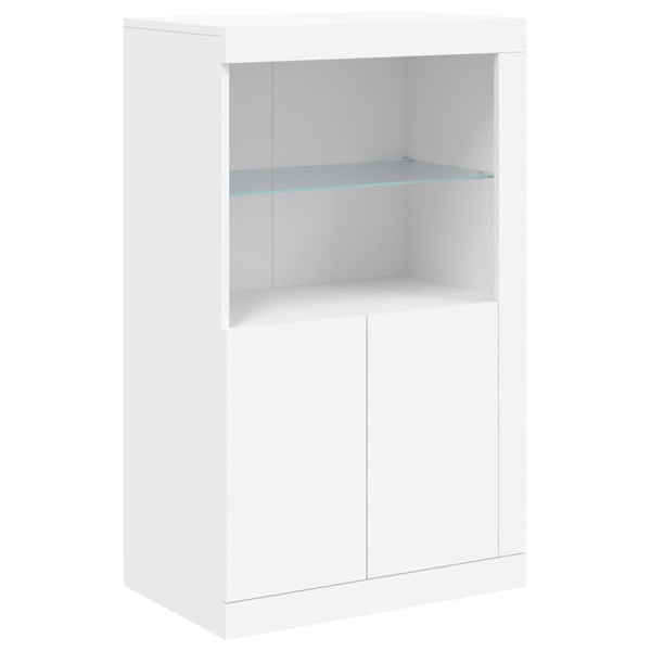 Sideboard Weiß mit LED-Leuchten 162 cm