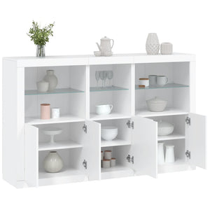 Sideboard Weiß mit LED-Leuchten 162 cm