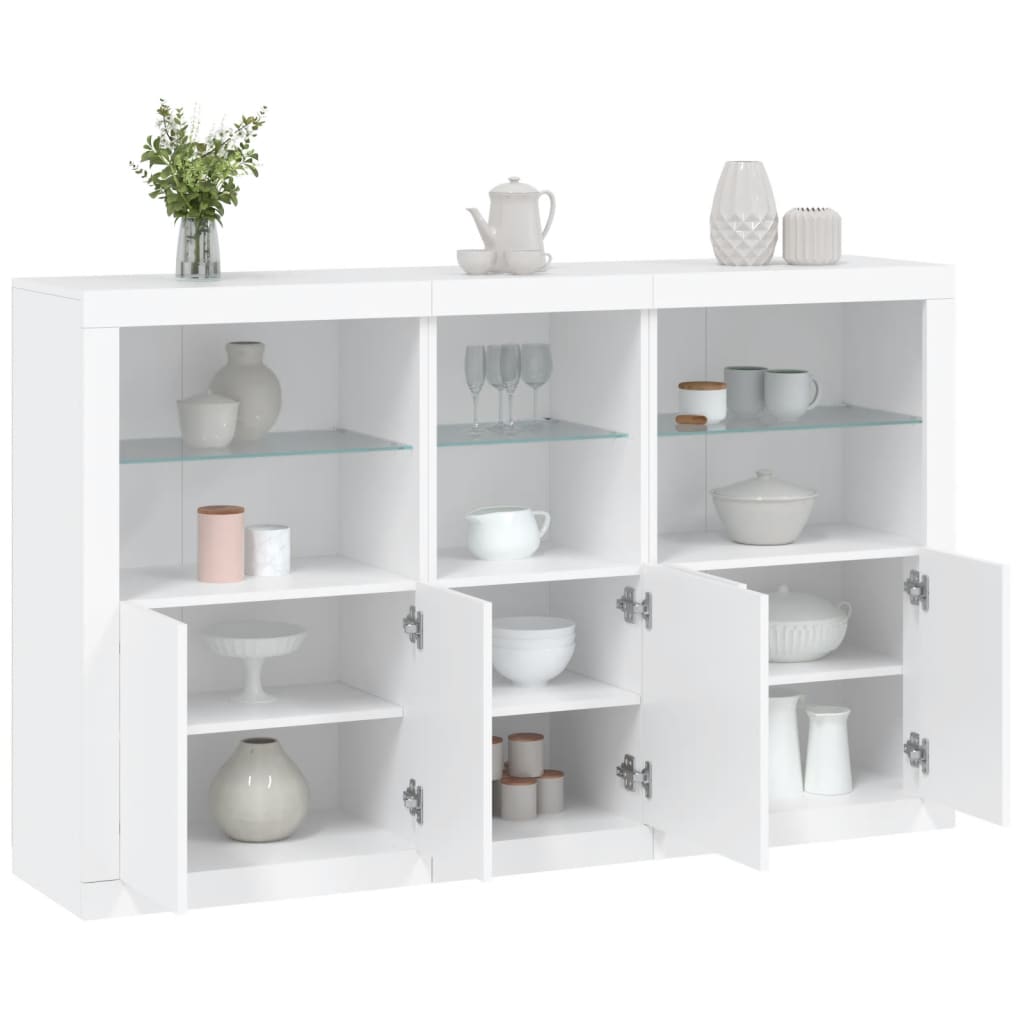 Sideboard Weiß mit LED-Leuchten 162 cm
