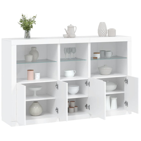Sideboard Weiß mit LED-Leuchten 162 cm