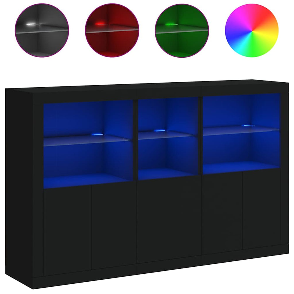 Sideboard mit LED Schwarz 162x37x100 cm