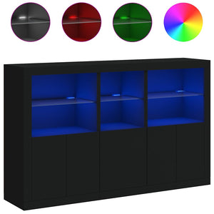 Sideboard mit LED Schwarz 162x37x100 cm