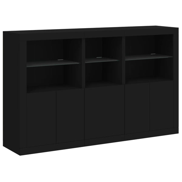 Sideboard mit LED Schwarz 162x37x100 cm