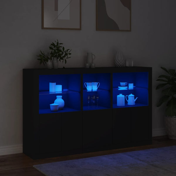 Sideboard mit LED Schwarz 162x37x100 cm
