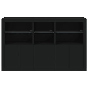 Sideboard mit LED Schwarz 162x37x100 cm