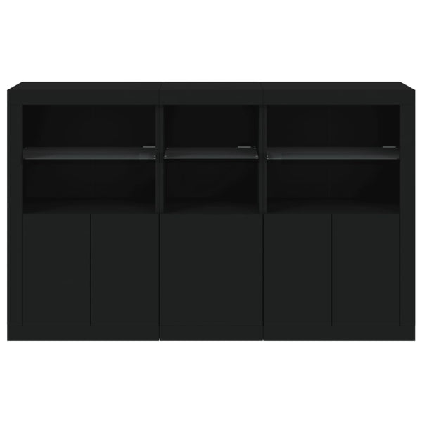 Sideboard mit LED Schwarz 162x37x100 cm