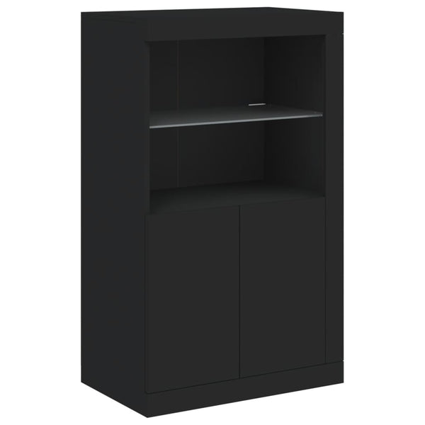 Sideboard mit LED Schwarz 162x37x100 cm