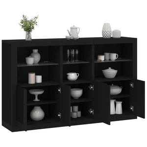Sideboard mit LED Schwarz 162x37x100 cm