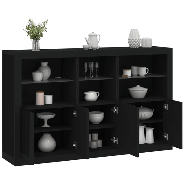 Sideboard mit LED Schwarz 162x37x100 cm