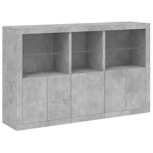 Sideboard mit LED-Leuchten, Betongrau, 162 cm