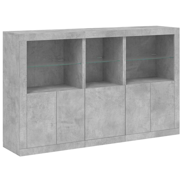 Sideboard mit LED-Leuchten, Betongrau, 162 cm
