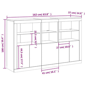 Sideboard mit LED-Leuchten, Betongrau, 162 cm