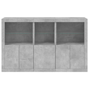 Sideboard mit LED-Leuchten, Betongrau, 162 cm
