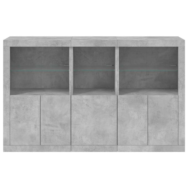 Sideboard mit LED-Leuchten, Betongrau, 162 cm