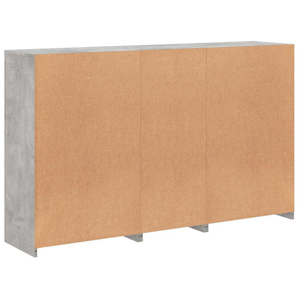 Sideboard mit LED-Leuchten, Betongrau, 162 cm